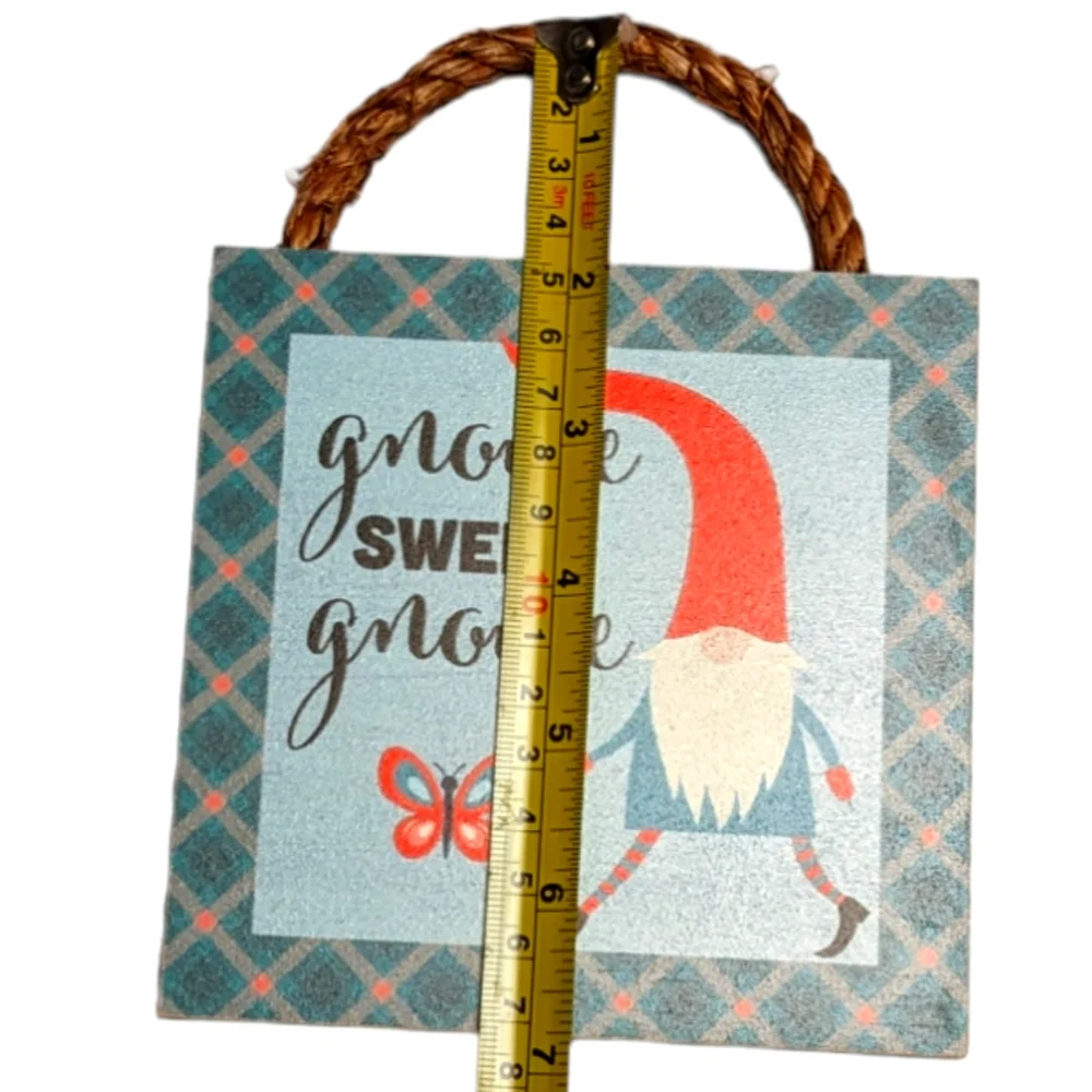 Wincraft Gnome Sweet Gnome Butterfly Small Wooden Sign with Jute Rope Ha… - Picture 5 of 6